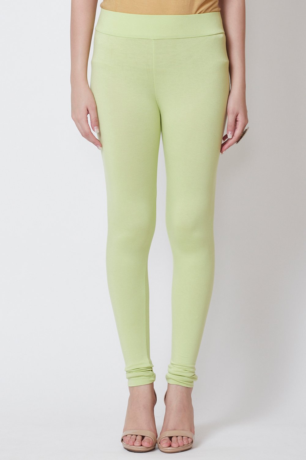 Moss Green Viscose Lycra Solid Leggings image number 3