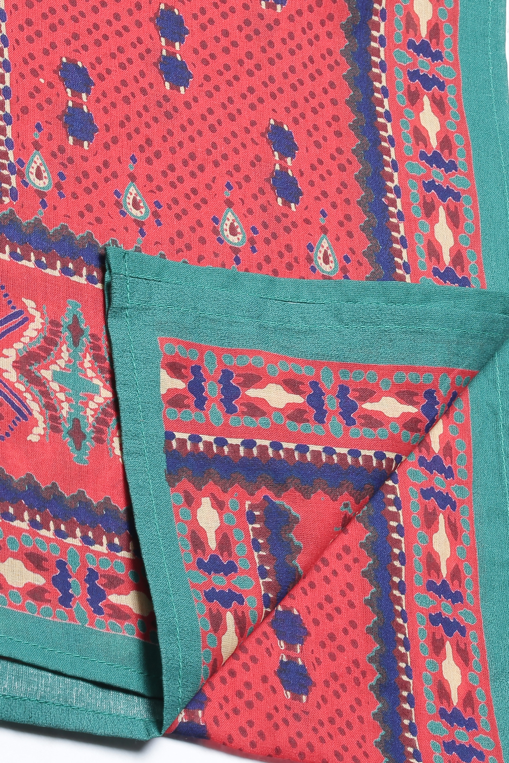 Red Cotton Straight Kurta Churidar Suit Set image number 2