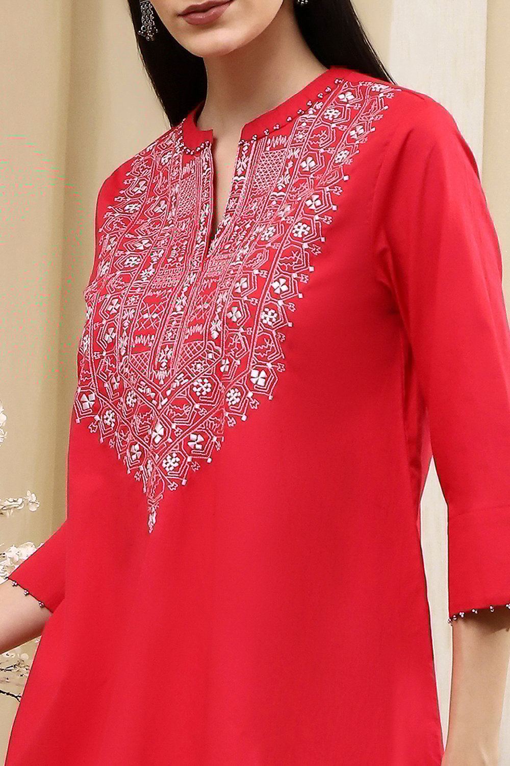 Raspberry Cotton Straight Kurti image number 1
