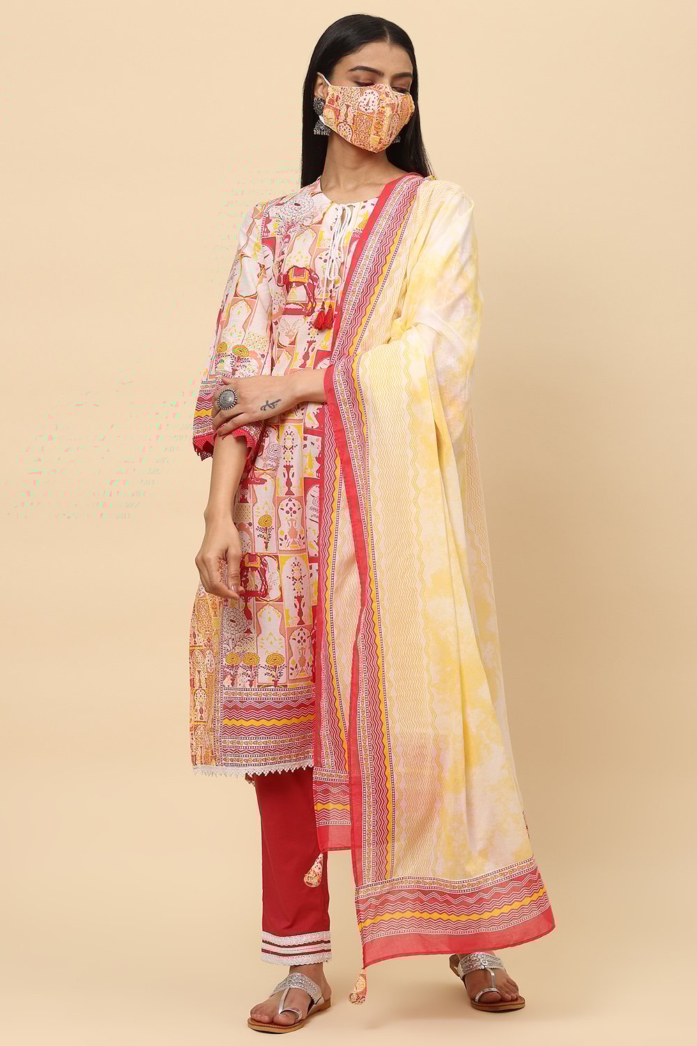 Indigo Cotton Straight Kurta Regular Pant Suit Set image number 0