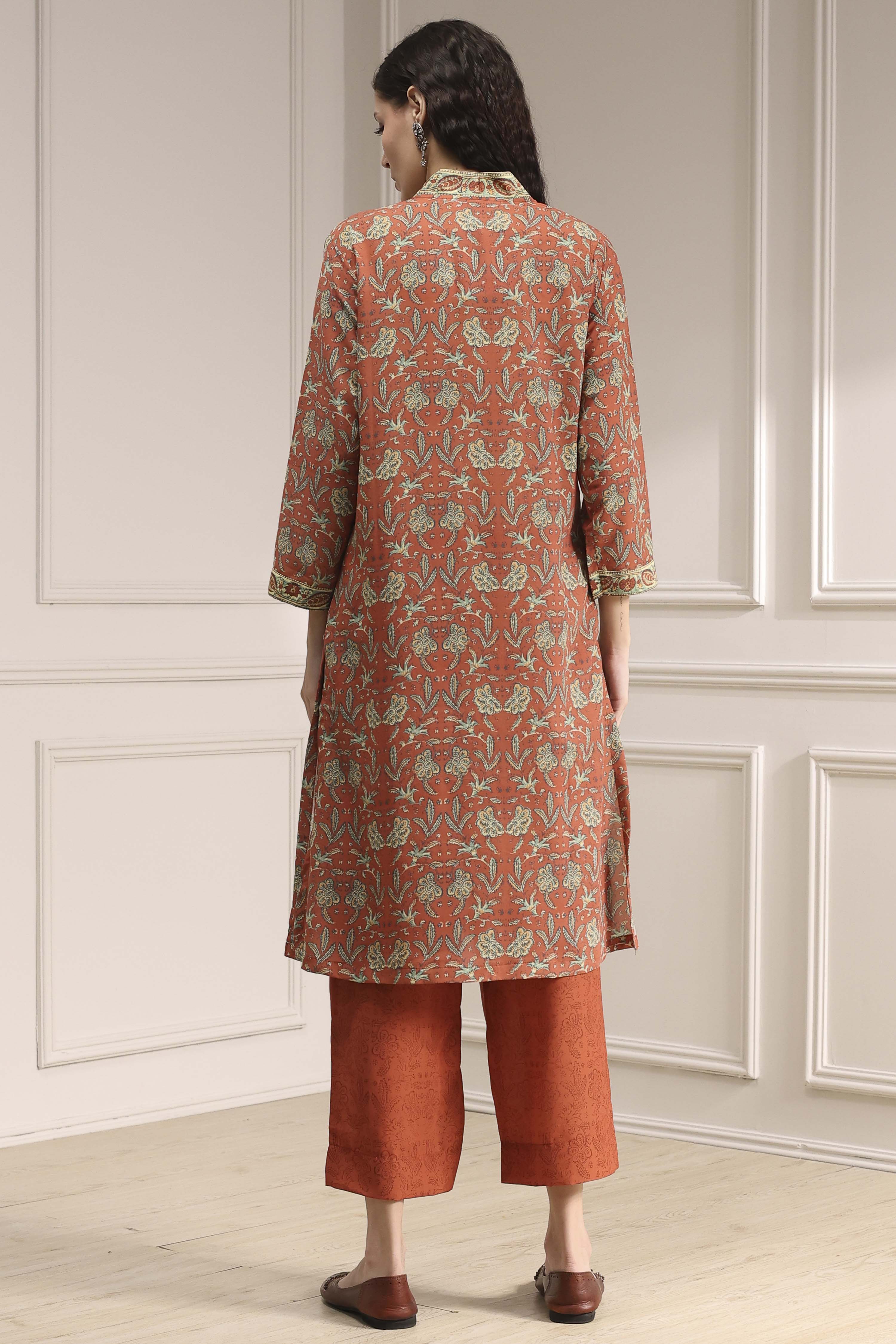 Blue Printed Straight Suit Set image number 4