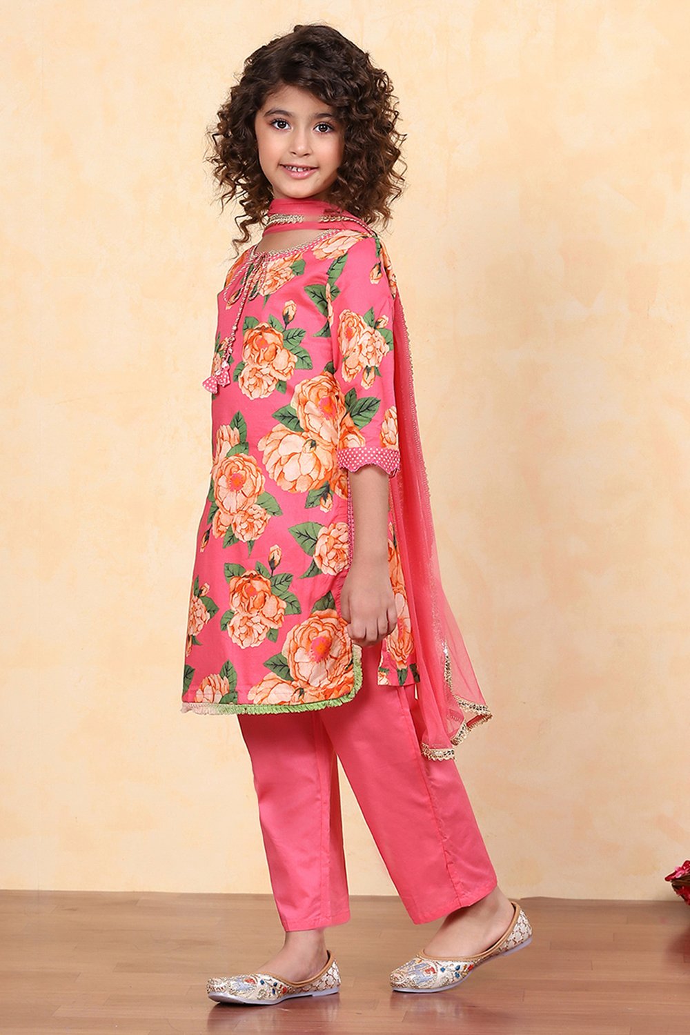 Blue Cotton Straight Printed Suit Set image number 3